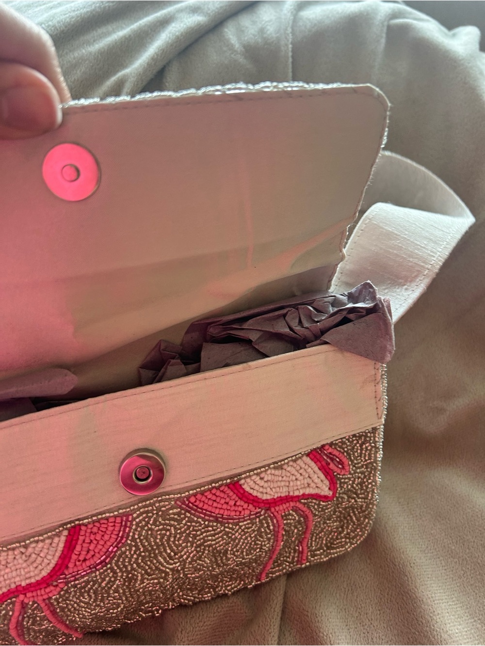 NWT SOL and MER flamingo 🦩 beaded handbag! - Picture 10 of 16